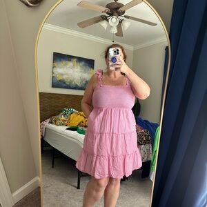 Pink Sleeveless Ruffle Dress